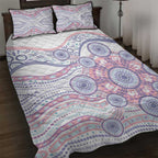 Australian Indigenous Aboriginal Art Quilt Bed Set Vivid Pastel Peach Purple