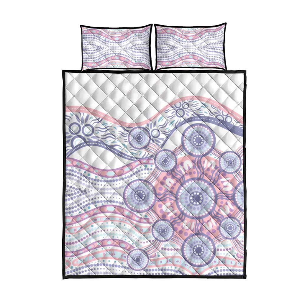 Australian Indigenous Aboriginal Art Quilt Bed Set Vivid Pastel Peach Purple