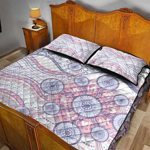 Australian Indigenous Aboriginal Art Quilt Bed Set Vivid Pastel Peach Purple