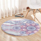 Australian Indigenous Aboriginal Art Round Carpet Vivid Pastel Peach Purple