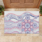 Australian Indigenous Aboriginal Art Rubber Doormat Vivid Pastel Peach Purple