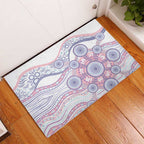 Australian Indigenous Aboriginal Art Rubber Doormat Vivid Pastel Peach Purple