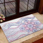 Australian Indigenous Aboriginal Art Rubber Doormat Vivid Pastel Peach Purple