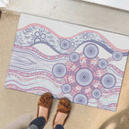 Australian Indigenous Aboriginal Art Rubber Doormat Vivid Pastel Peach Purple