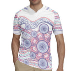 Australian Indigenous Aboriginal Art Rugby Jersey Vivid Pastel Peach Purple