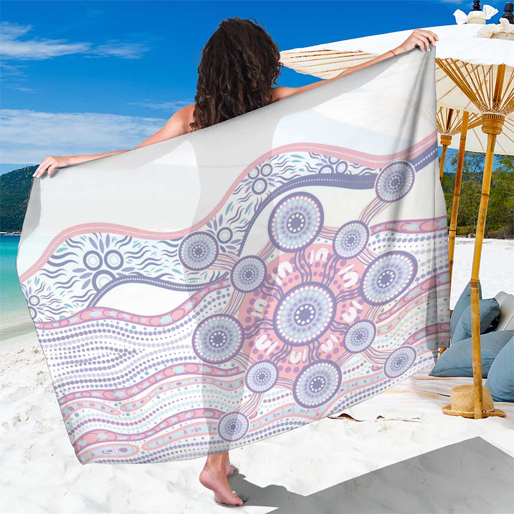 Australian Indigenous Aboriginal Art Sarong Vivid Pastel Peach Purple
