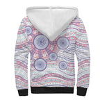 Australian Indigenous Aboriginal Art Sherpa Hoodie Vivid Pastel Peach Purple