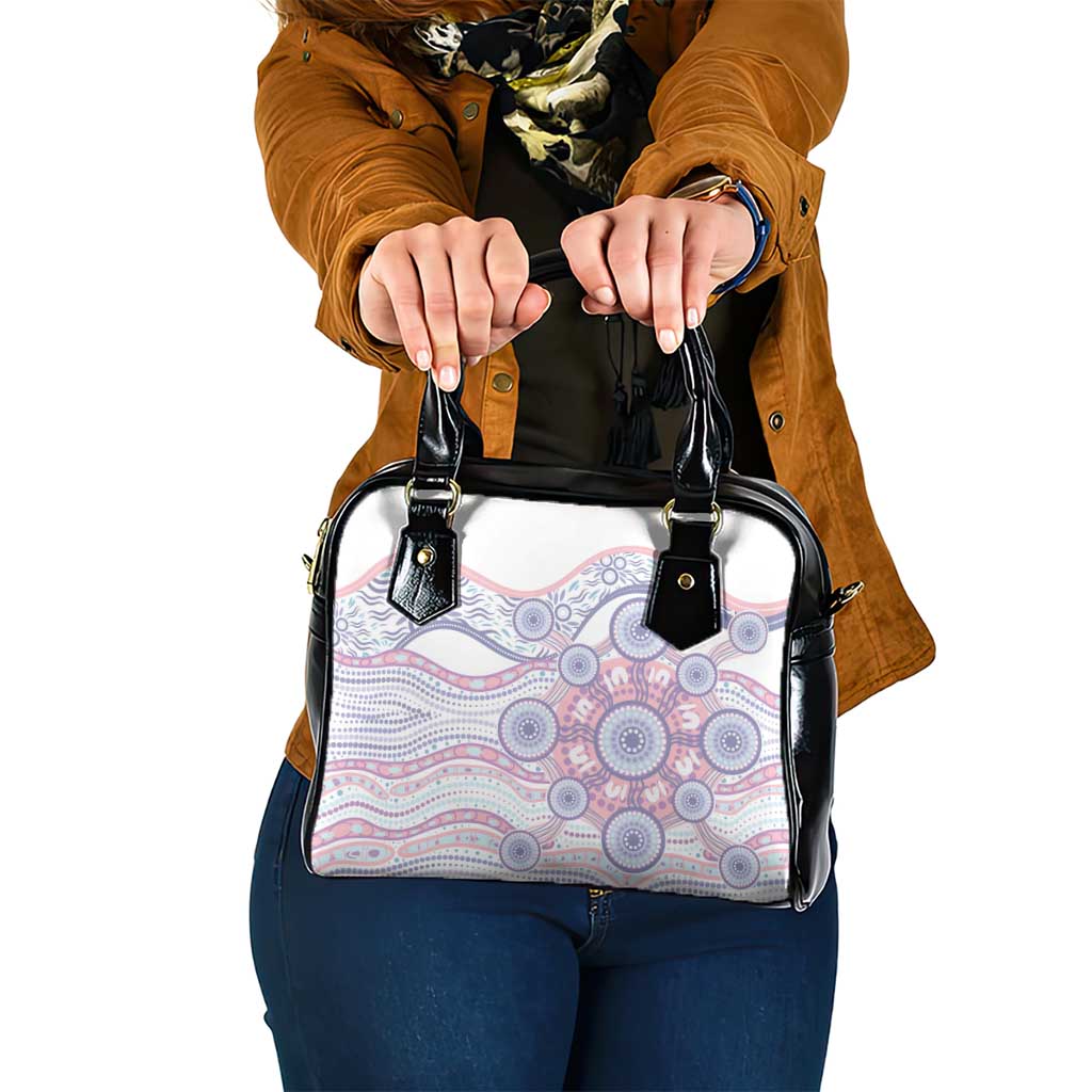 Australian Indigenous Aboriginal Art Shoulder Handbag Vivid Pastel Peach Purple