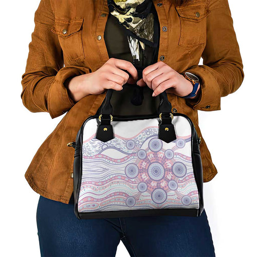 Australian Indigenous Aboriginal Art Shoulder Handbag Vivid Pastel Peach Purple