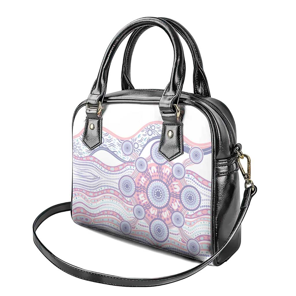 Australian Indigenous Aboriginal Art Shoulder Handbag Vivid Pastel Peach Purple