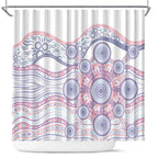 Australian Indigenous Aboriginal Art Shower Curtain Vivid Pastel Peach Purple