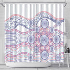 Australian Indigenous Aboriginal Art Shower Curtain Vivid Pastel Peach Purple