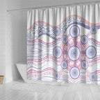 Australian Indigenous Aboriginal Art Shower Curtain Vivid Pastel Peach Purple
