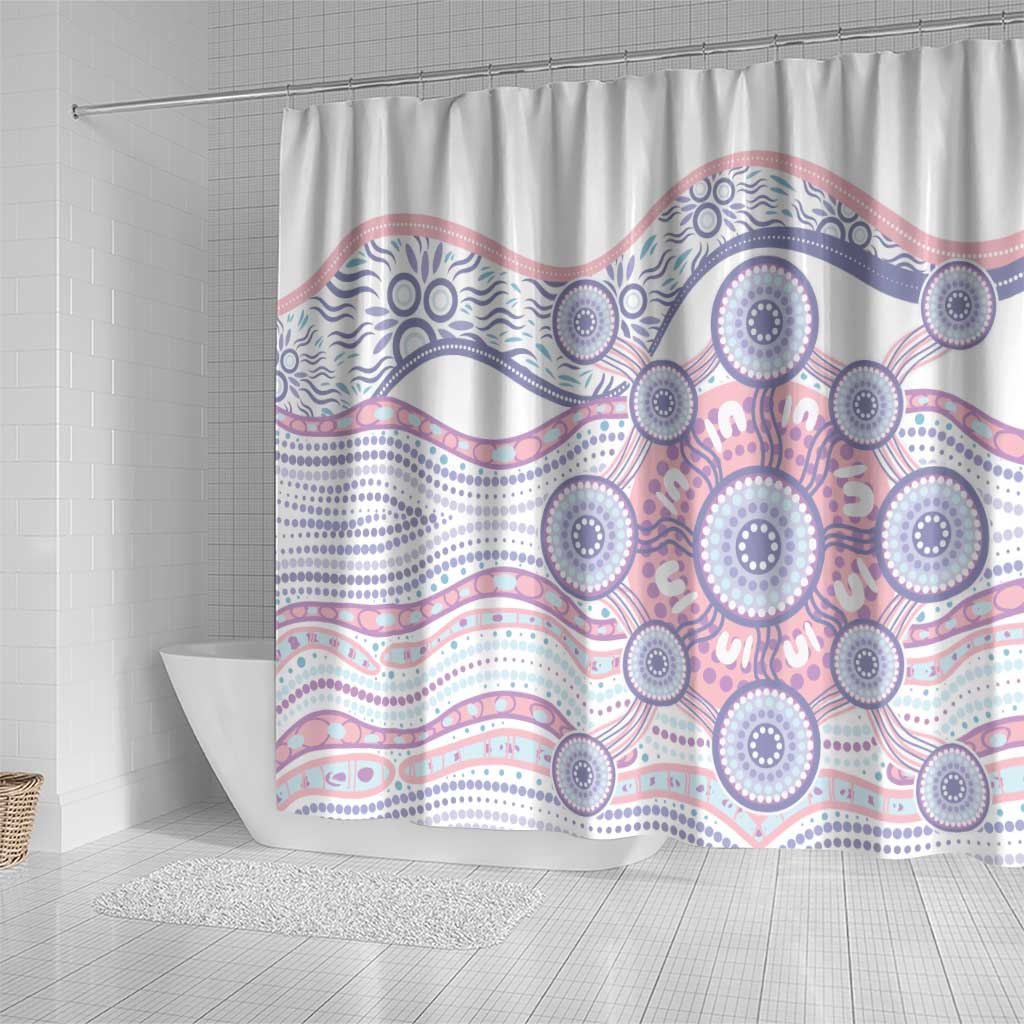 Australian Indigenous Aboriginal Art Shower Curtain Vivid Pastel Peach Purple