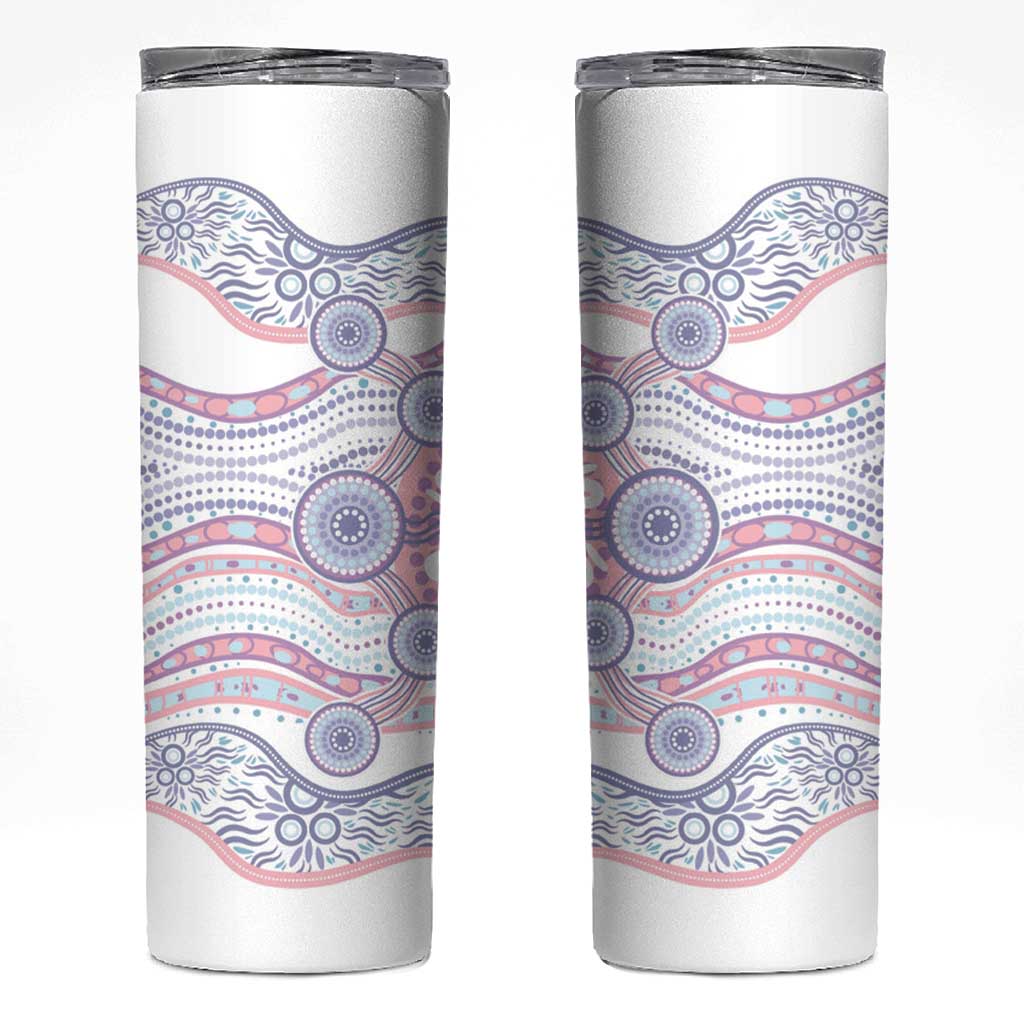 Australian Indigenous Aboriginal Art Skinny Tumbler Vivid Pastel Peach Purple