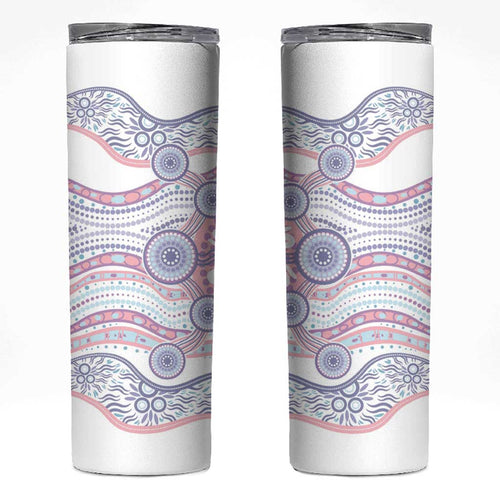 Australian Indigenous Aboriginal Art Skinny Tumbler Vivid Pastel Peach Purple
