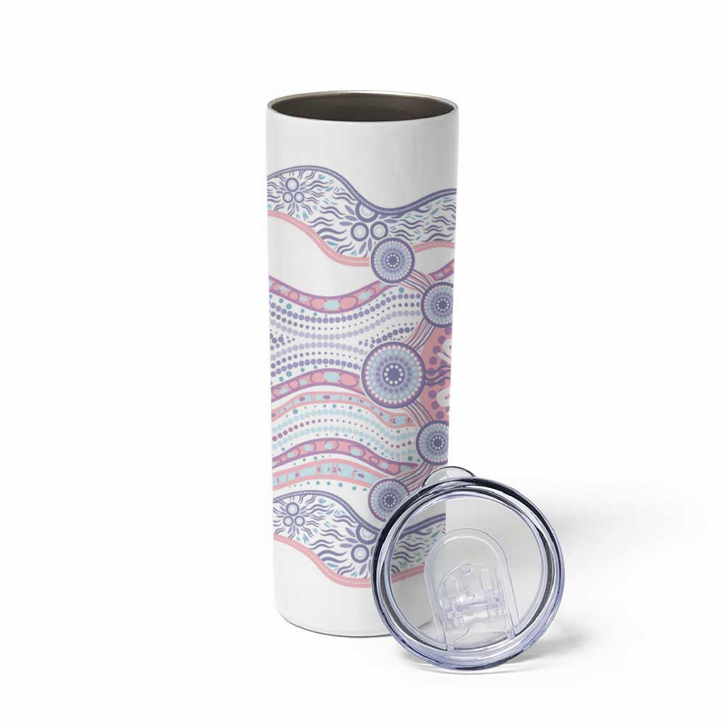 Australian Indigenous Aboriginal Art Skinny Tumbler Vivid Pastel Peach Purple