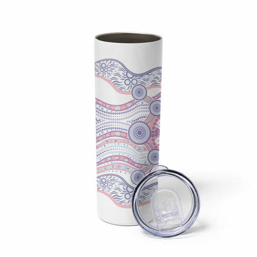 Australian Indigenous Aboriginal Art Skinny Tumbler Vivid Pastel Peach Purple