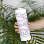 Australian Indigenous Aboriginal Art Skinny Tumbler Vivid Pastel Peach Purple
