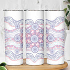 Australian Indigenous Aboriginal Art Skinny Tumbler Vivid Pastel Peach Purple