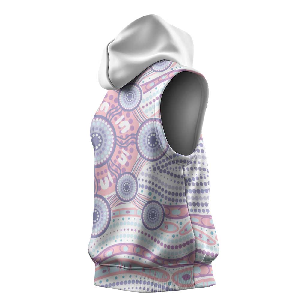 Australian Indigenous Aboriginal Art Sleeveless Hoodie Vivid Pastel Peach Purple