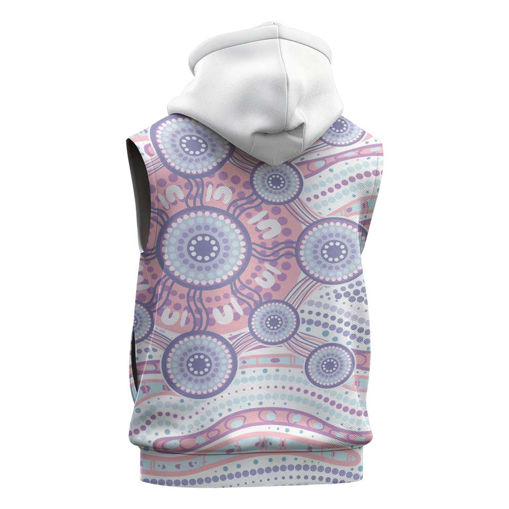 Australian Indigenous Aboriginal Art Sleeveless Zip Hoodie Vivid Pastel Peach Purple