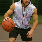 Australian Indigenous Aboriginal Art Sleeveless Zip Hoodie Vivid Pastel Peach Purple