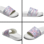 Australian Indigenous Aboriginal Art Slide Sandals Vivid Pastel Peach Purple