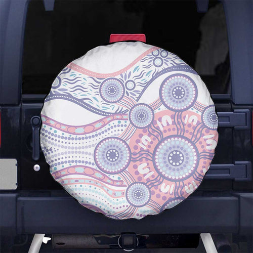 Australian Indigenous Aboriginal Art Spare Tire Cover Vivid Pastel Peach Purple