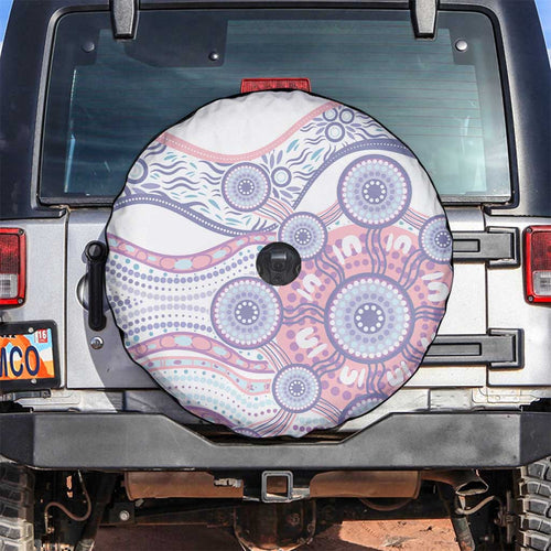 Australian Indigenous Aboriginal Art Spare Tire Cover Vivid Pastel Peach Purple