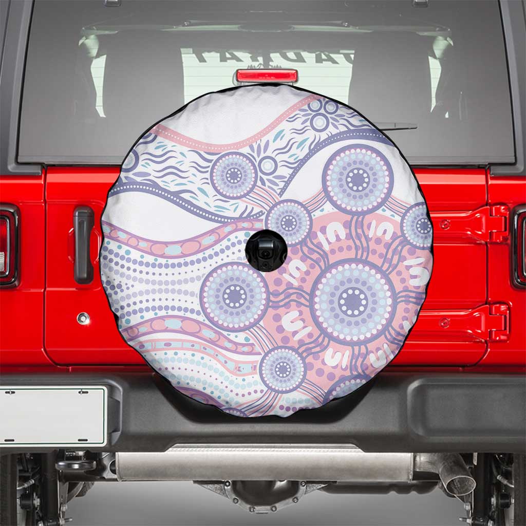 Australian Indigenous Aboriginal Art Spare Tire Cover Vivid Pastel Peach Purple