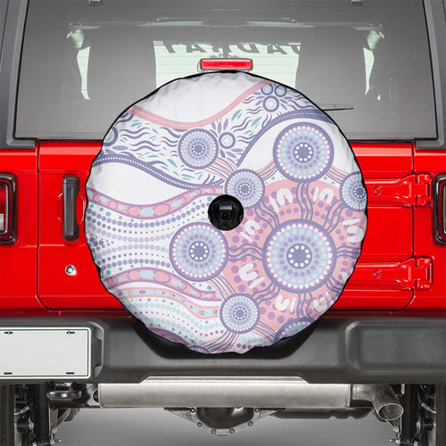 Australian Indigenous Aboriginal Art Spare Tire Cover Vivid Pastel Peach Purple