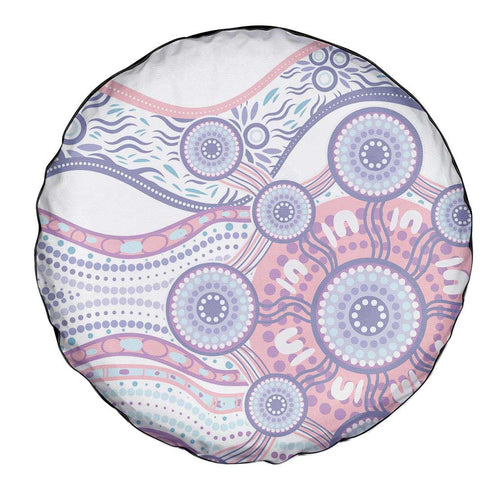 Australian Indigenous Aboriginal Art Spare Tire Cover Vivid Pastel Peach Purple