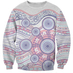Australian Indigenous Aboriginal Art Sweatshirt Vivid Pastel Peach Purple