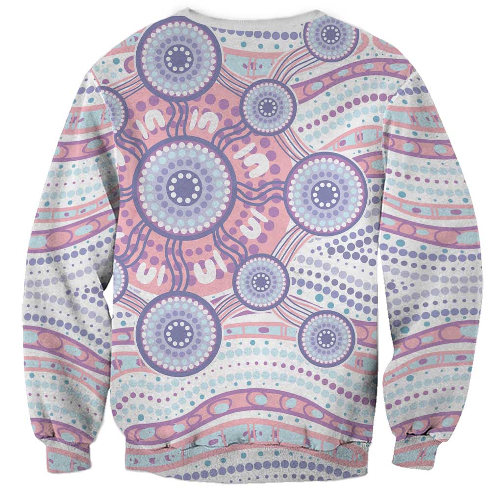 Australian Indigenous Aboriginal Art Sweatshirt Vivid Pastel Peach Purple