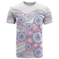 Australian Indigenous Aboriginal Art T Shirt Vivid Pastel Peach Purple