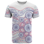 Australian Indigenous Aboriginal Art T Shirt Vivid Pastel Peach Purple