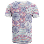 Australian Indigenous Aboriginal Art T Shirt Vivid Pastel Peach Purple