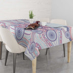 Australian Indigenous Aboriginal Art Tablecloth Vivid Pastel Peach Purple
