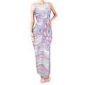 Australian Indigenous Aboriginal Art Tank Maxi Dress Vivid Pastel Peach Purple