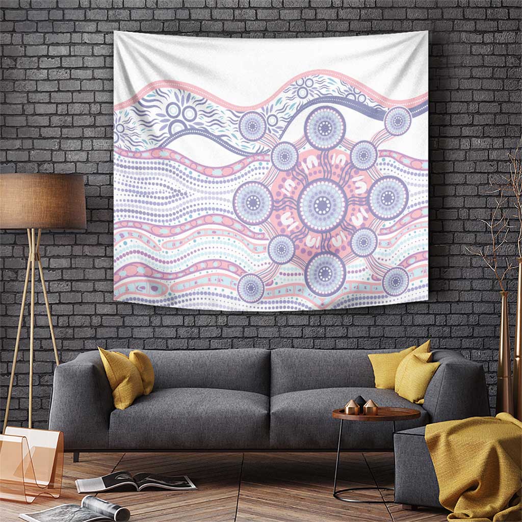 Australian Indigenous Aboriginal Art Tapestry Vivid Pastel Peach Purple