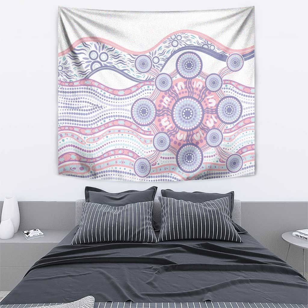 Australian Indigenous Aboriginal Art Tapestry Vivid Pastel Peach Purple