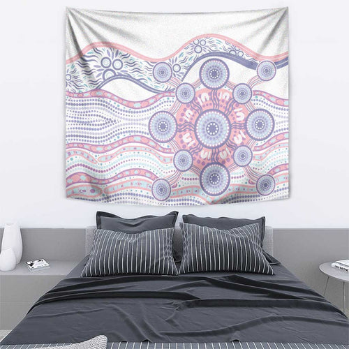Australian Indigenous Aboriginal Art Tapestry Vivid Pastel Peach Purple