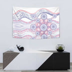 Australian Indigenous Aboriginal Art Tapestry Vivid Pastel Peach Purple