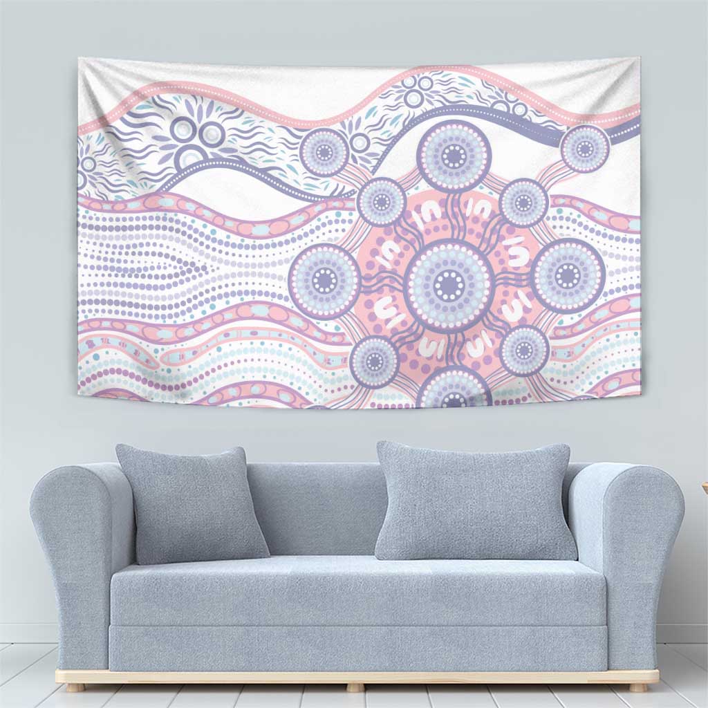 Australian Indigenous Aboriginal Art Tapestry Vivid Pastel Peach Purple