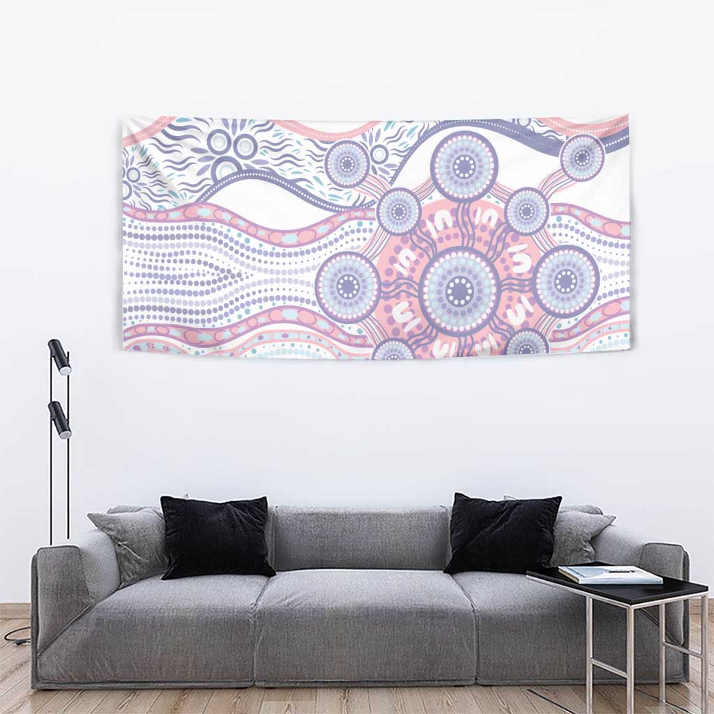 Australian Indigenous Aboriginal Art Tapestry Vivid Pastel Peach Purple