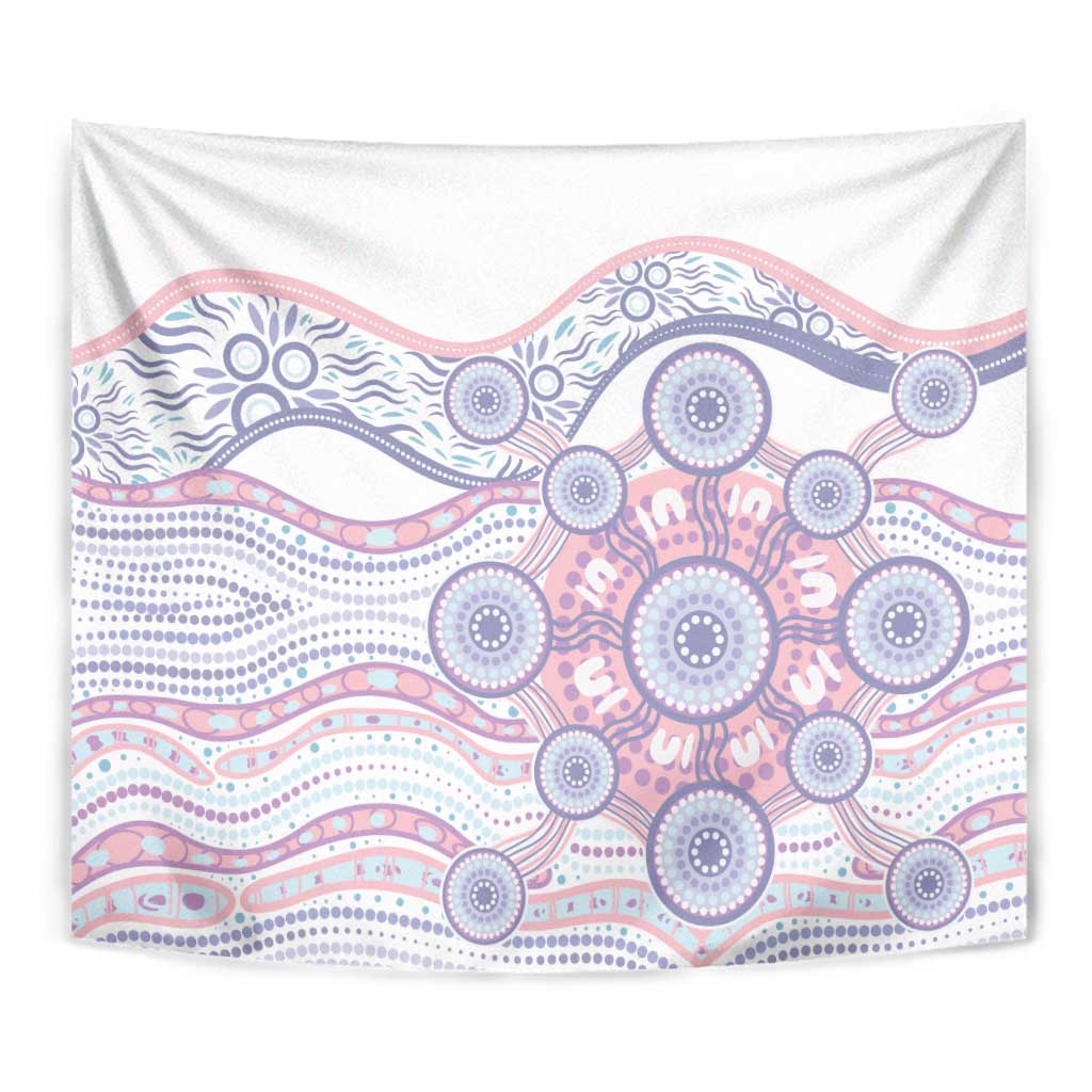 Australian Indigenous Aboriginal Art Tapestry Vivid Pastel Peach Purple