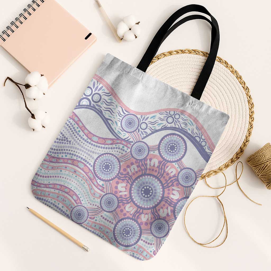 Australian Indigenous Aboriginal Art Tote Bag Vivid Pastel Peach Purple