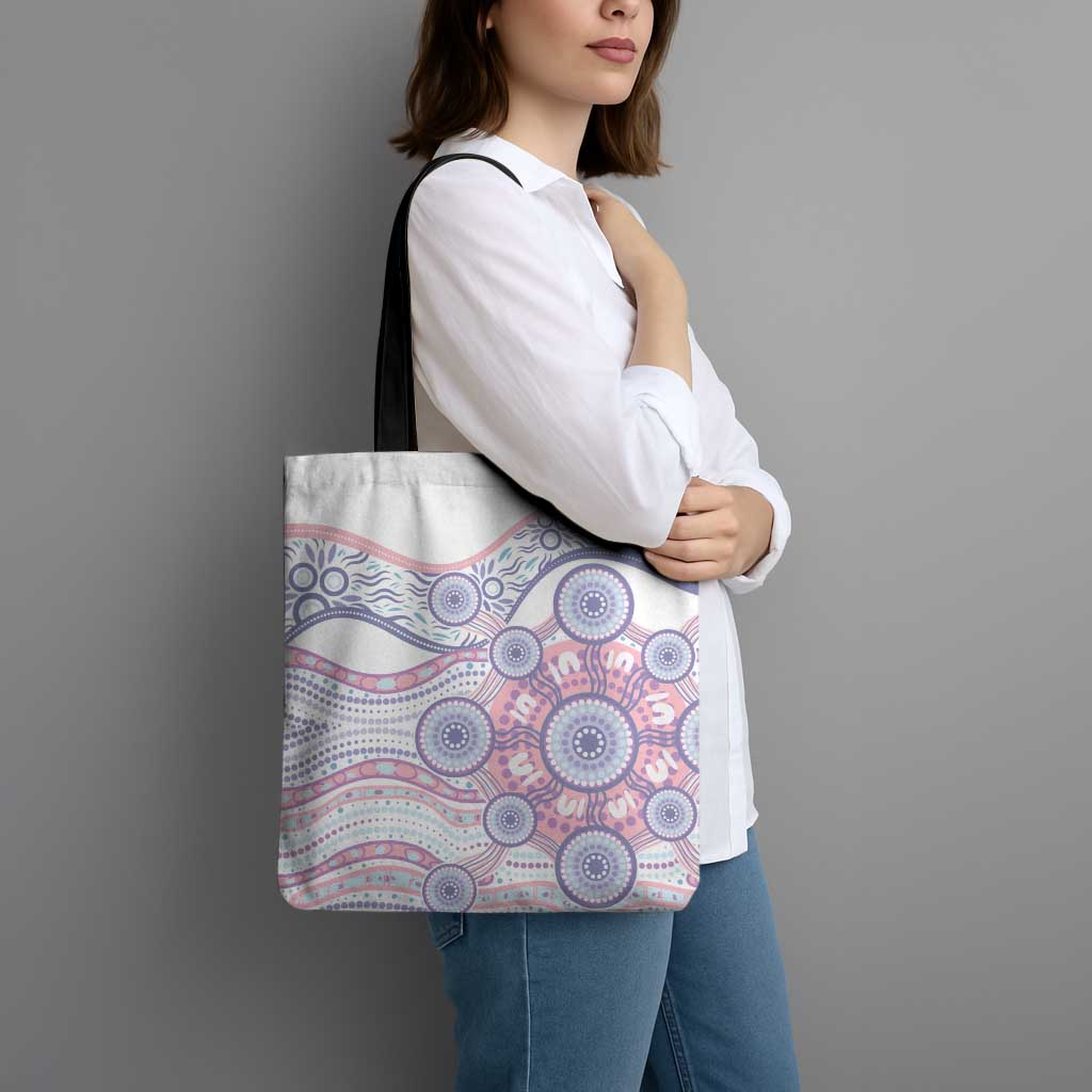Australian Indigenous Aboriginal Art Tote Bag Vivid Pastel Peach Purple