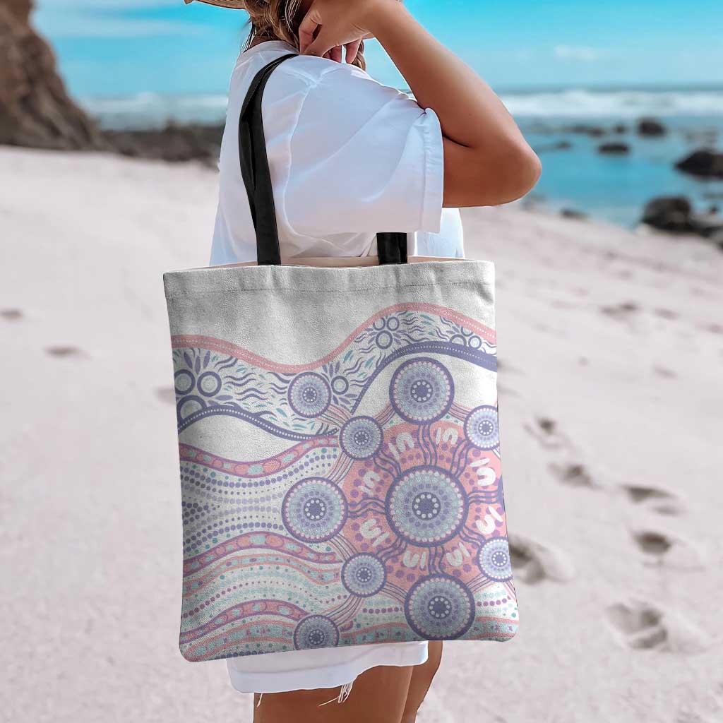 Australian Indigenous Aboriginal Art Tote Bag Vivid Pastel Peach Purple